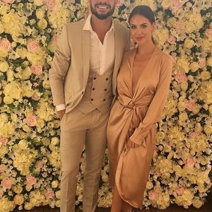 Gold Satin Midi/Maxi Dress Small NWOT